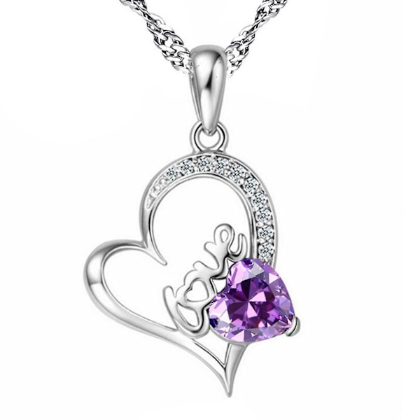 Kvinde Kærlighed Hjerte Ametyst Kærlighed Diamant Vedhæng Halskæde