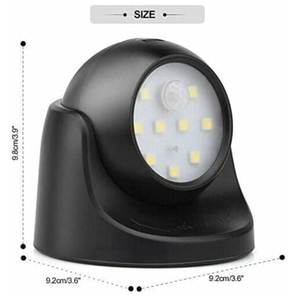 Utomhusvägglampa med rörelsesensor | 1000 Lumen LED Utomhusbelysning | Batteridriven sladdlös belysning | 360 grader
