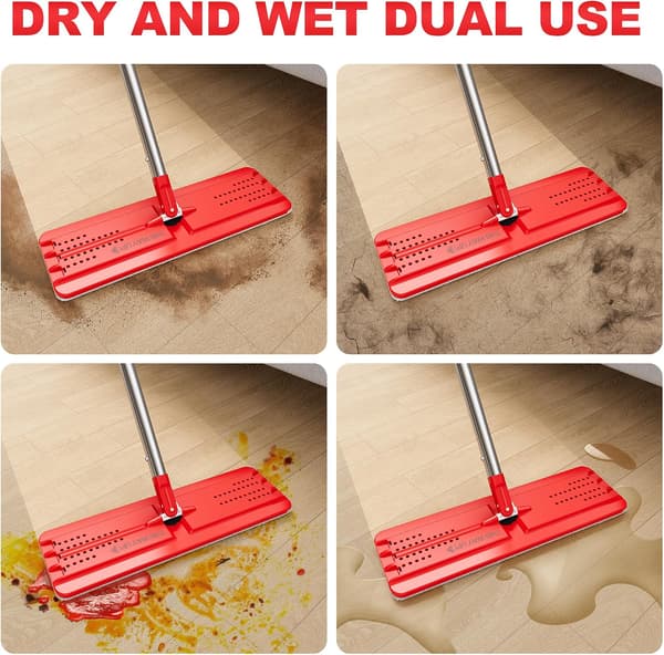 Flate moppeputer, gjenbrukbare moppefyllinger, mikrofiberputer for flat mopp eller moppesystem, pakke med 4 vaskbare 33 cm moppehoder - grå