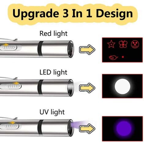 Katte leker, USB oppladbar LED lommelykt, multifunksjonell kattetrening