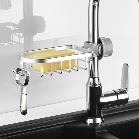 Høydejusterbar skrubar sort aluminium dusjholder (sølv)