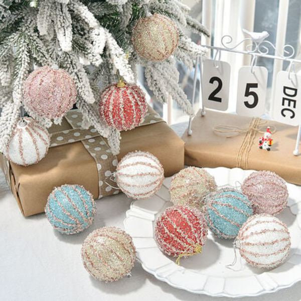 10 kpl Joulukuusen Koristeita Ripustimet 8cm Joulukoristepallo Iloiseen Jouluun DIY Juhliin