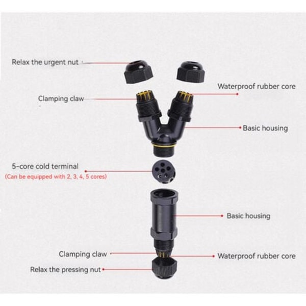 2 STK Y-type høyeffektkabel vanntett kontakt for utendørs gatelysarmaturer