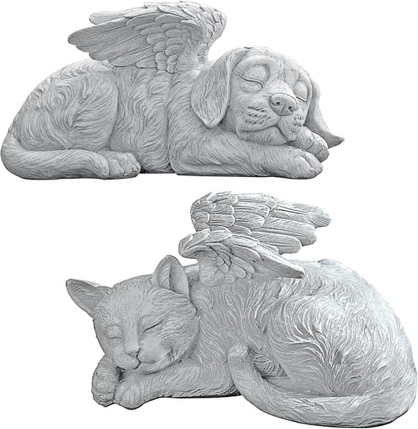 Design Minnes Katt Djur Ängel Staty Heders Gravsten