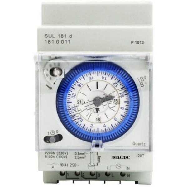 Analog timer med synkronmotor och dagligt program, timer