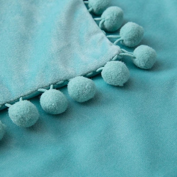 Sett med 2 fløyels putetrekk Dekorative putevar Pompom Pompom pute Puter Myke og solide med firkantede pomponer for sofa soverom sofa 45x45cm 22 x22 Teal Green