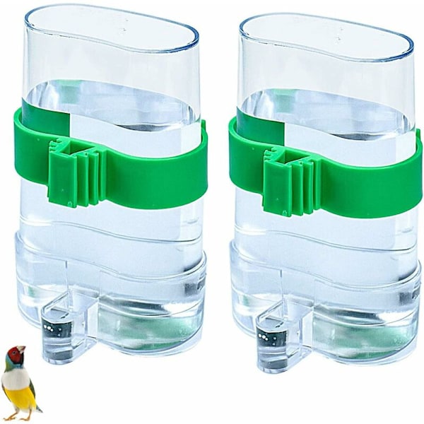 Fågelburtillbehör fågel fontän papegoja enhet (2 st transparent vattenkopp),