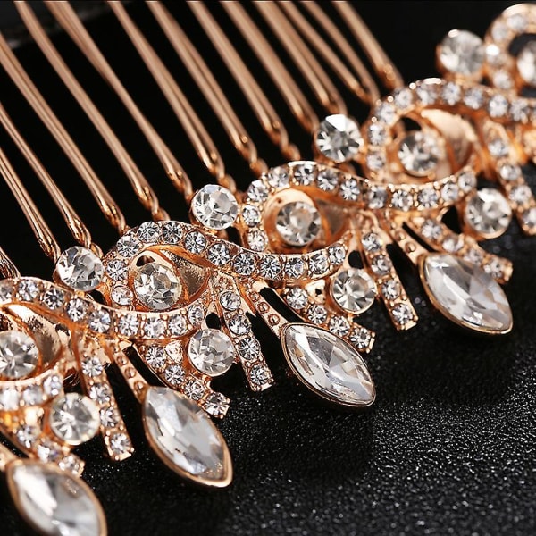 Rhinestone Side Comb Alloy Hair Ornament Ancient Style Bridal Hair Piece Hair Accessories For Women Gold