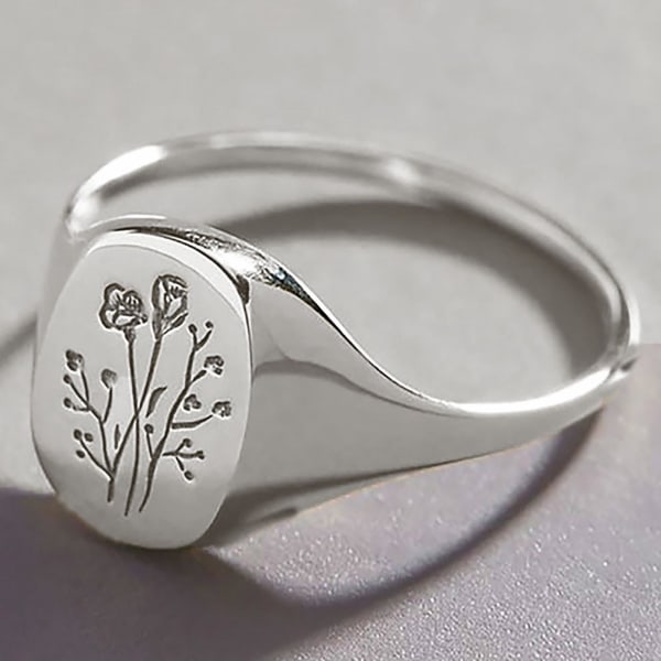 Enkel Kvinde Rose Blomst Graveret Ring Metal Forlovelsesring Smykke Gave Golden US 6