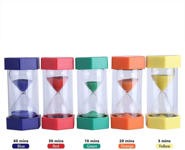1 stk. blå timeglass timer fallsikker 60 minutter læring