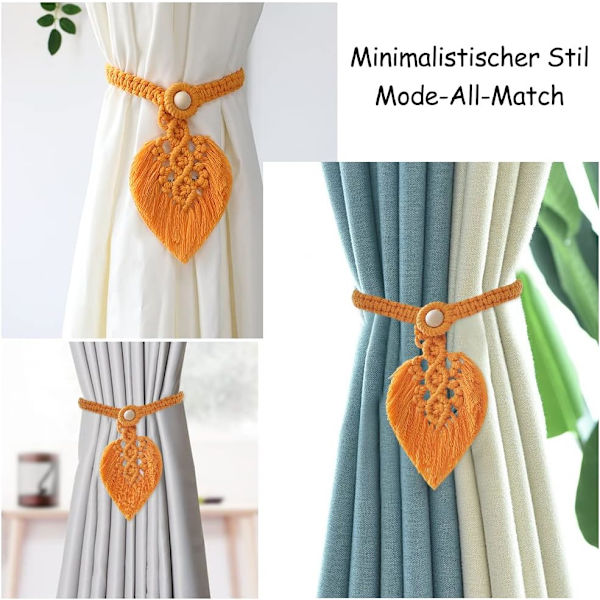 Set med 2 Boho Gardinomtag, Gardin Macrame Bomullslakan