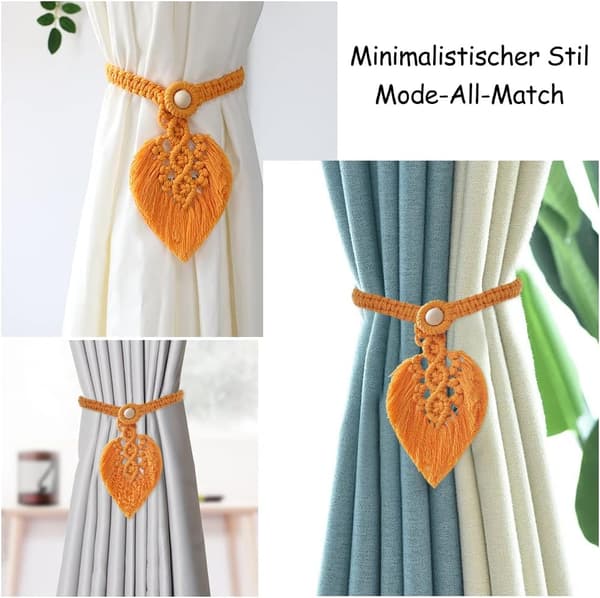Sett med 2 Boho gardinbånd, Curtai Macrame bomullsark