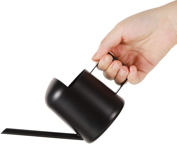 300ML Vandkande i Metal med Lang Tud - Rustfrit Stål (Sort)