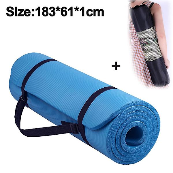 Jooga-matto, liukumaton harjoitusmatto, mattoharjoitusmatto kantohihnalla naisille joogalle, pilatesille, meditaatiolle, kotikuntosalille, lattiaharjoitteluun Blue