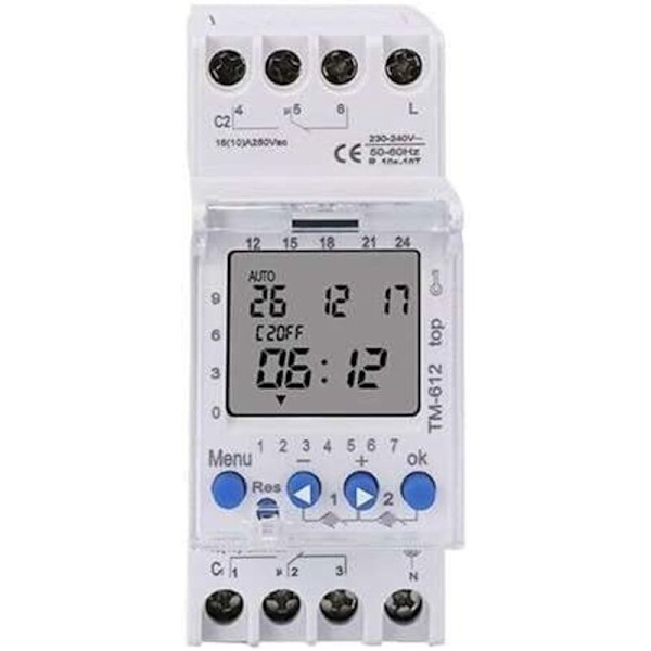 AHC822 Dubbelkanalstimer, 220V Modulär Klocka, 7 Dagar, 24 Timmar, Programmerbar Pooltimer, Elektronisk LCD Digital Strömbrytare, Digital Klocka
