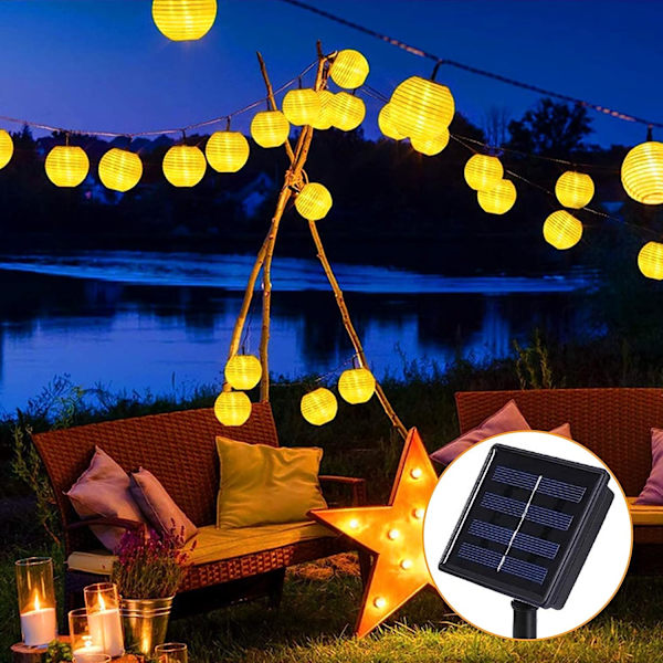 Solcells drivna LED-slingor, IP65 vattentät 30LED lykta LED-girlang trädgård, inomhus och utomhus, lämplig för fest