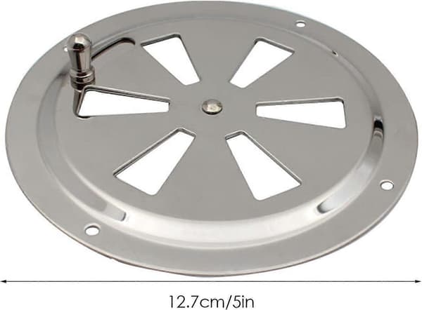 Ventilationsroset i rustfrit stål, 5 tommer rund ventilationsplade med sideknap, lamelventildæksel til båd, campingvogn, badeværelse