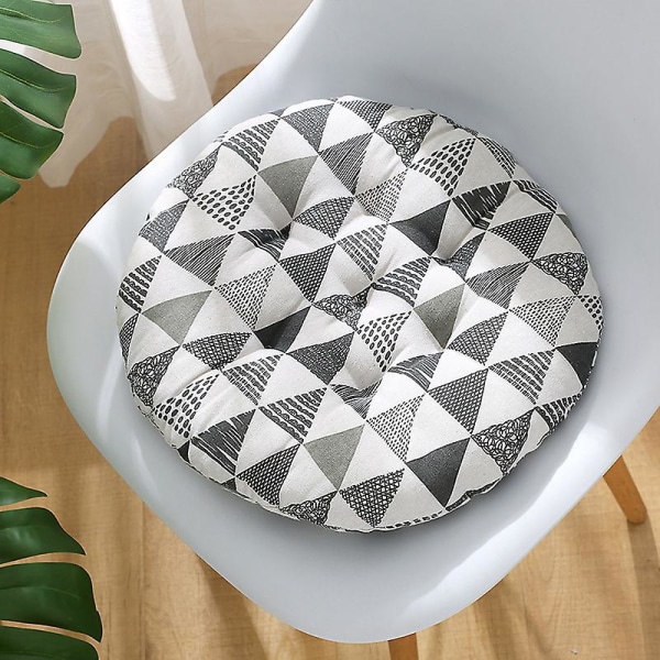 Stolsdyna, rund ventilerande tatamikudde för matsal/skrivbord/soffa (grå triangel, 40 cm, set med 2)
