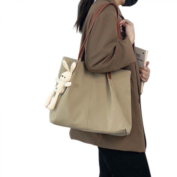 Kvinnor väska med stor kapacitet, litteratur och konst Färsk Enkel tygväska i ren färg, enkel väska i enfärgad enfärgad axelremsa)