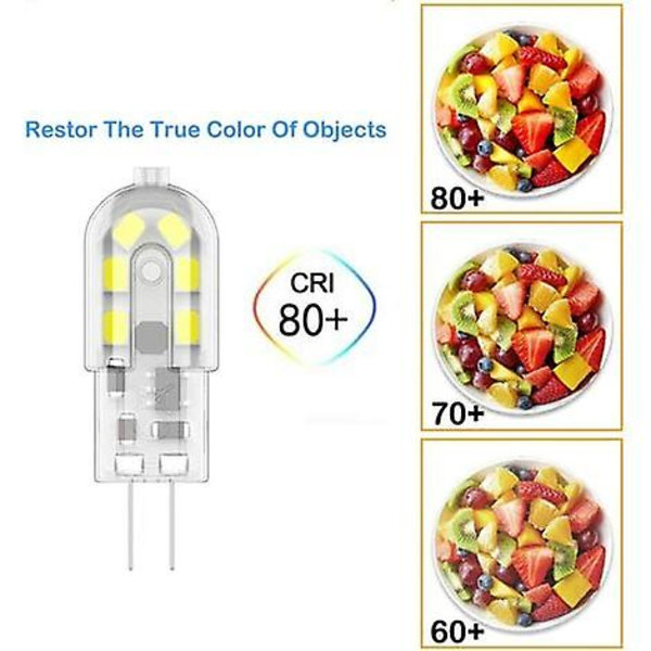 2W G4 LED-lampa, motsvarar 20W halogenlampor, kallvit 6000K, 200lm, 12x SMD, 12V AC/DC - 10-pack - Versailles
