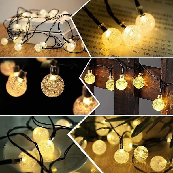 6,5 m aurinkokennovalosarja, 30 LED-lamppua, 8 valaistustilaa, IP65 vedenpitävä 2 V 100 mA aurinkopaneelilla, ulko-/sisäkoristeluun, joulukuuseen, Pa