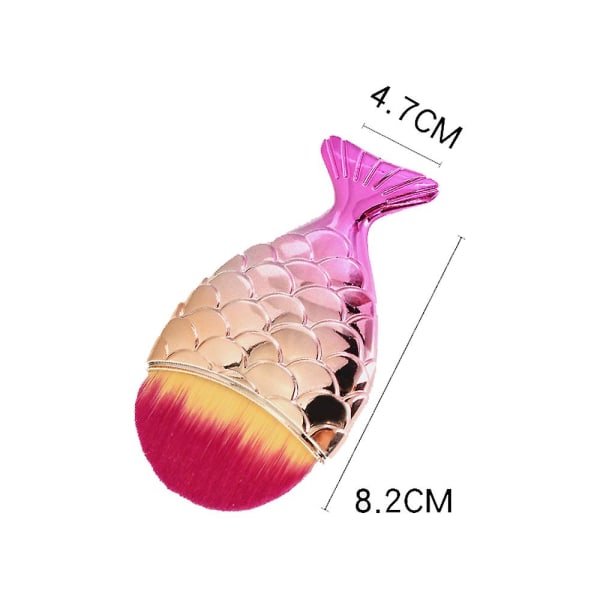 Havfrue sminkebørste, foundationbørste pudder blush foundation, sminkebørste, havfrue sminkebørste med eske, fiskehale sminkebørste Shape1
