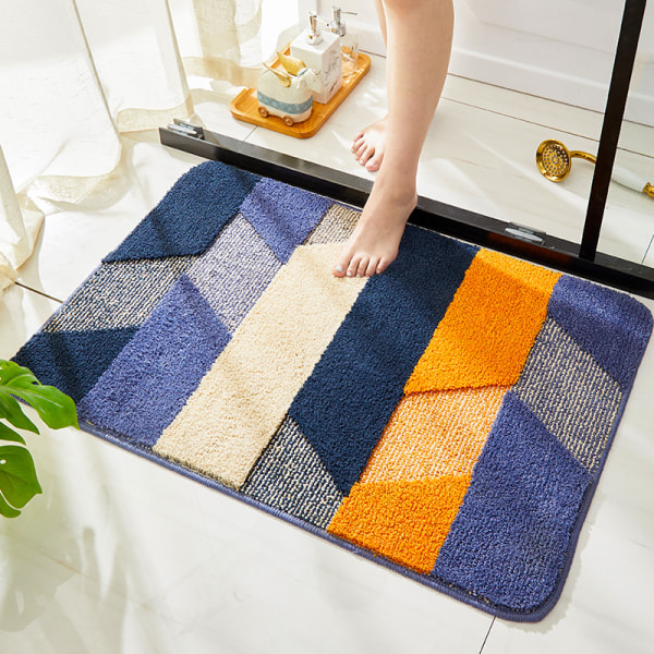 Absorberande golvmattor, halkfria mattor för badrumsingångar, badrumsmattor för hushållsbruk (blå orange, 80*120 cm (32*48in)),
