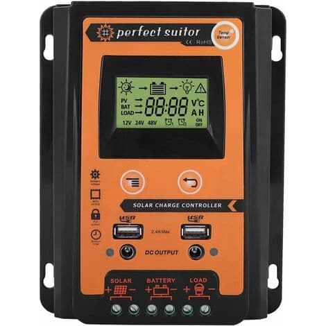 Solcelleladeregulator Solpanel Batteriregulator Dobbelt USB LCD-skærm 12V/24V 30A50A MPPT(30A)