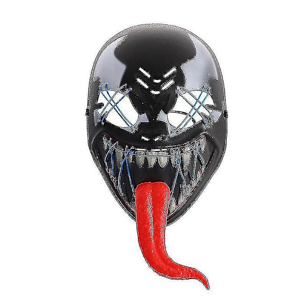 Venom Maske Gyser Kold Lys Halloween Maske Led Voksen Glødende Maske Blå