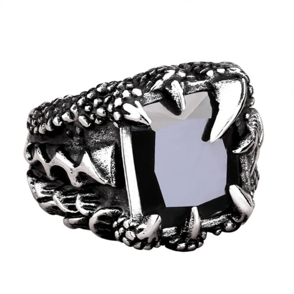 Menn Vintage Dragon Claw Shape Cubic Zirconia Innlagt Ring Party Prop smykker Black Us11
