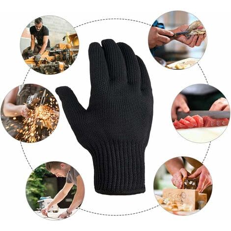 Sikkerhedshandsker til mænd i kevlar garn og rustfrit stål M Sort