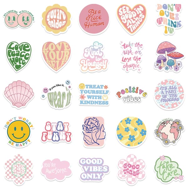 50-pack Roliga Vinyldekaler, Inspirerande Uttalande Stora