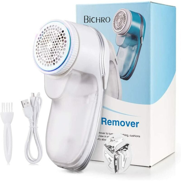 Epilator, luddborttagare, klädrensare, USB-laddning, vit