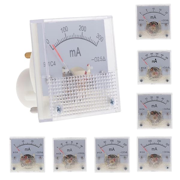 DC Amperemeter Analog Panel Meter Ampere Meter Strømmåler Pindtype 4,3 x 4,3 x 3,5 cm 0-20mA