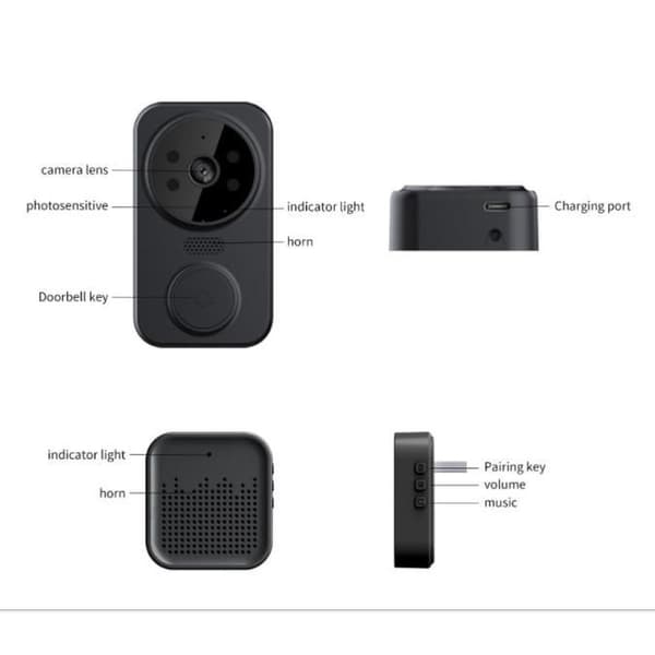 1 kpl Langaton WiFi-ohjattava videokello kahden suunnan intercom HD
