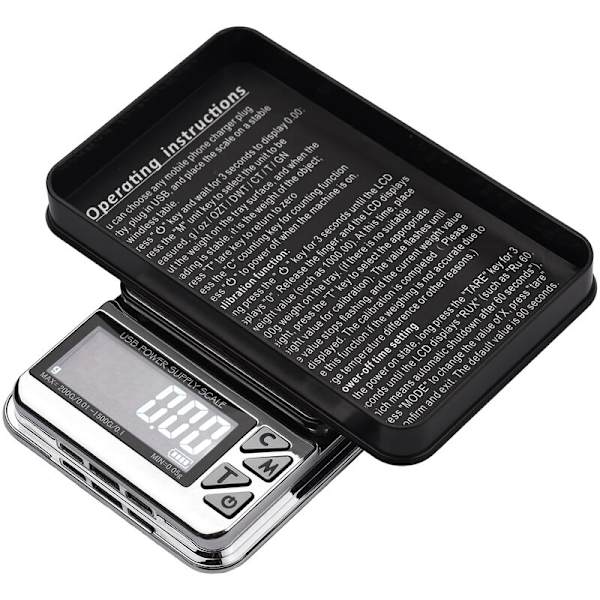 Elektroninen vaaka USB-latauksella, korkea tarkkuus, koruvaaka (1000/0.01g)