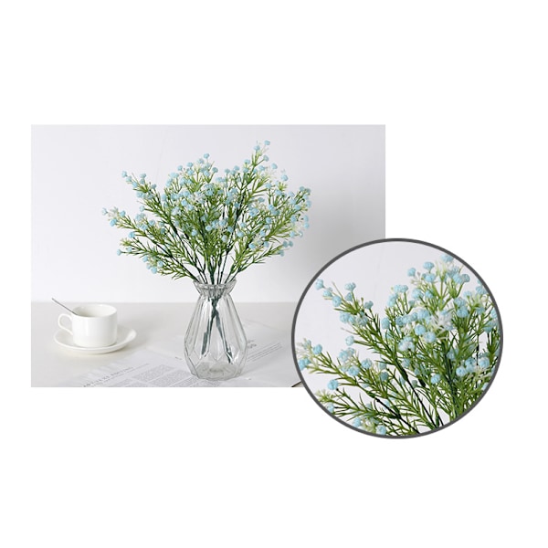 3 st cyan dekorativa blommor, konstgjorda blommor