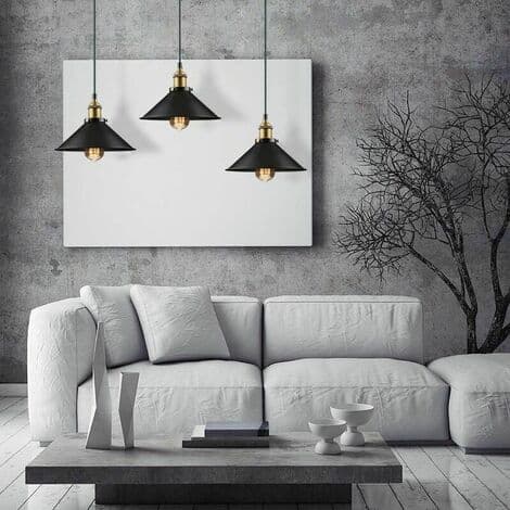 Retro Hængende Lampe Sæt af 2 Industriel Design Edison E27 Metal Loftlampe, Ø 22cm, Sort