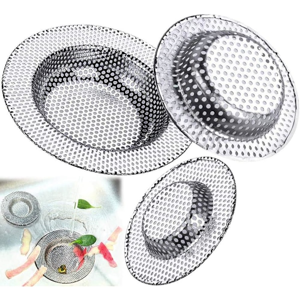 Vaskesil, 3 stk. badekar pool filter (ydre diameter 7cm + ydre diameter 9cm + ydre diameter 11cm),