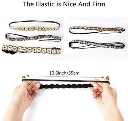6 Stk. Rhinestone Elastiske Pandebånd Bohemia Elastiske Pandebånd
