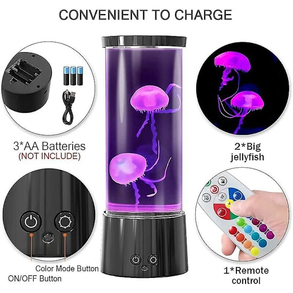 Medusa Lampe, 16 Farver Lava Lampe Akvarium Natlampe Medusa Led Lava Lampe Med Fjernbetjening Gave Til Kvinder Mænd Fødselsdagsgave Afslappende