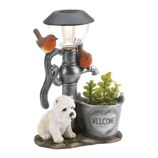 12*6cm Solcellelys Solhund Hagealv Dekorasjon