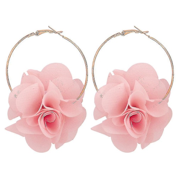 Flower Series 3D Pink Flower Buds Alloy Mesh Korvakorut Juhliin