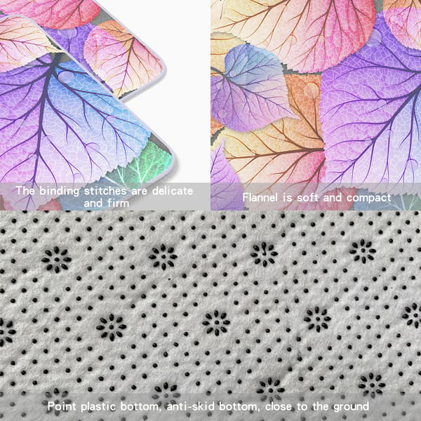Flerfarvet bladprint gulvmåtte, dør polyester skridsikker måtte, flannelmåtte, A01,
