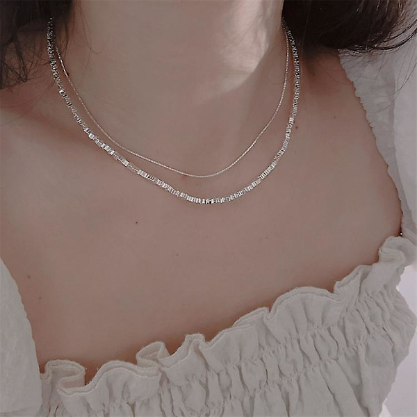 Halskje Sølvfarget Choker Mote Smykker B1785 A304