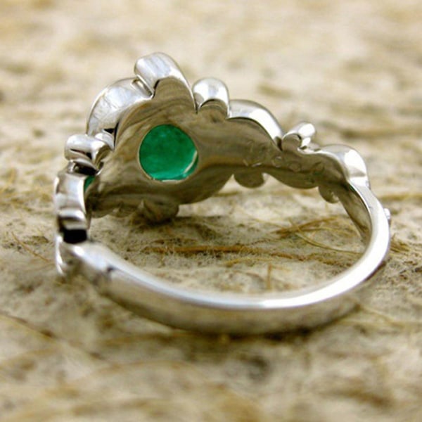 Vintage förlovning bröllop smycken brud faux smaragd inläggningar finger ring gåva Green US 6