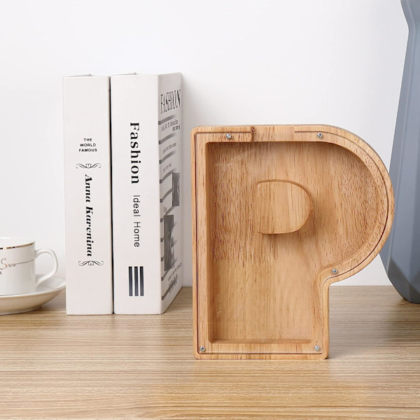 Personlig träspargris, en perfekt unik present, dekoration, minnessak eller spargris (P, 11*2.8*18cm),