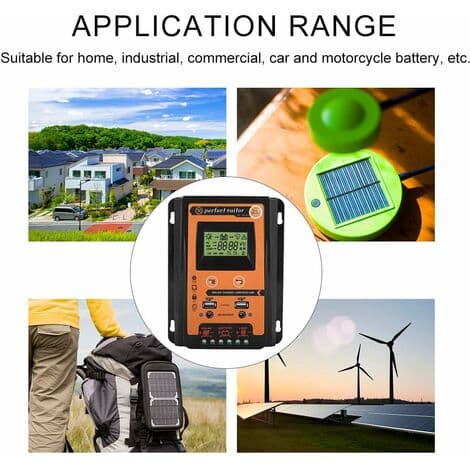 Solcelleladeregulator Solpanel Batteriregulator Dobbelt USB LCD-skærm 12V/24V 30A50A MPPT(30A)