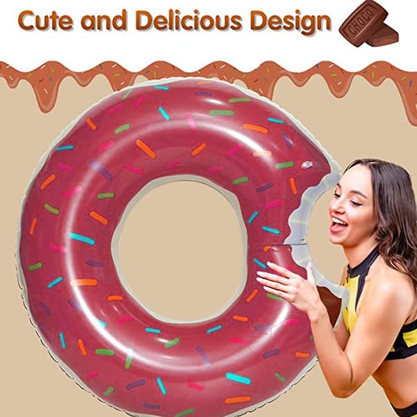 Donut Pool Float Uppblåsbar Donut Pool Ring Donut Badring För Strand Pool Red 90