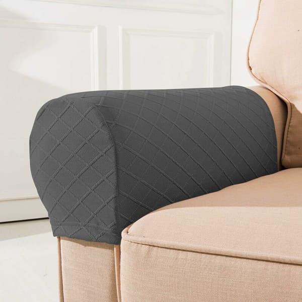 Soffa Armstödsöverdrag Mjuka Fåtöljöverdrag Halksäkra Armstödsöverdrag Elastiska Soffaöverdrag Skydd - Mörkgrå